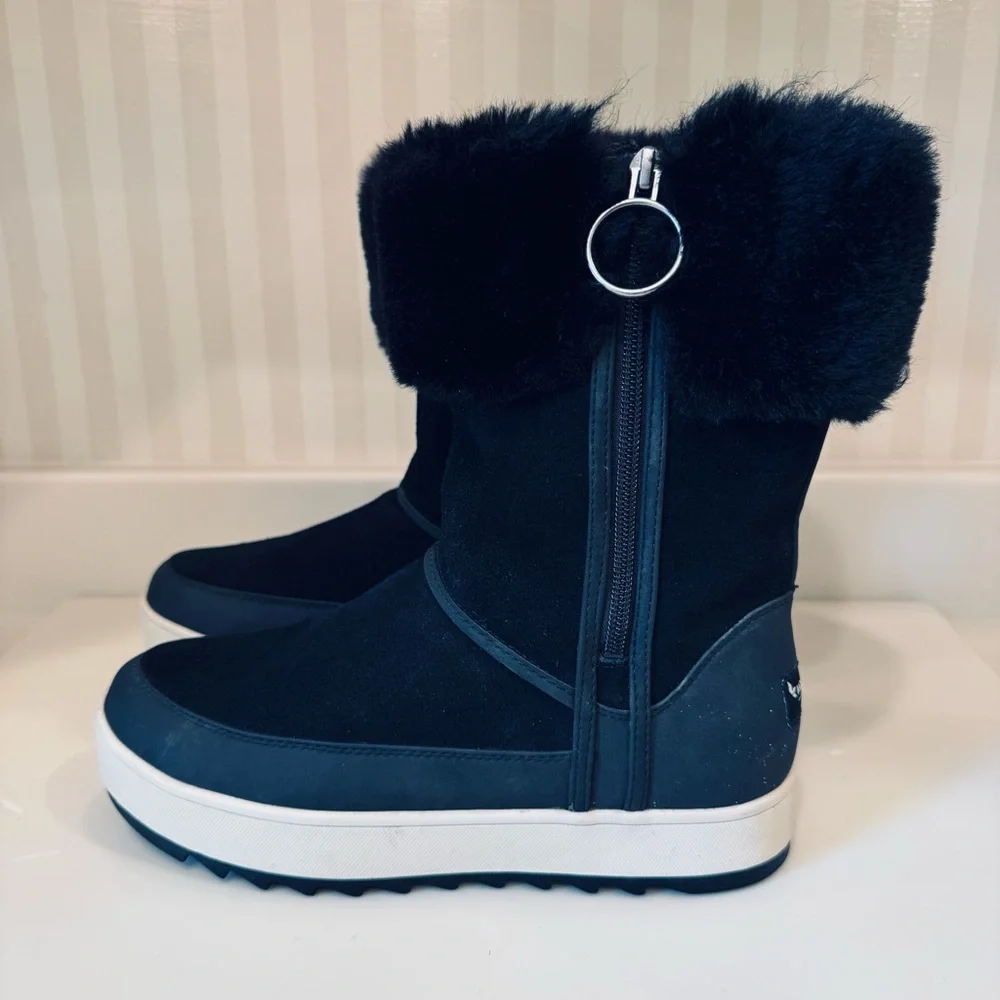 Koolaburra by UGG Black Tynlee Waterproof Winter Boots With Faux Fur Cuff Size 7